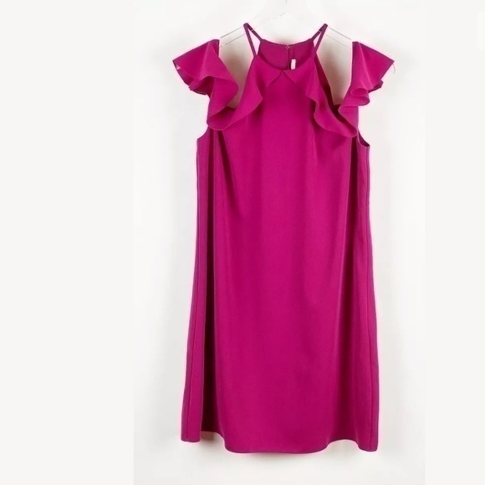Cooper & Ella Raspberry Saga Cold Shoulder Ruffle Dress - Size M - Picture 7 of 16